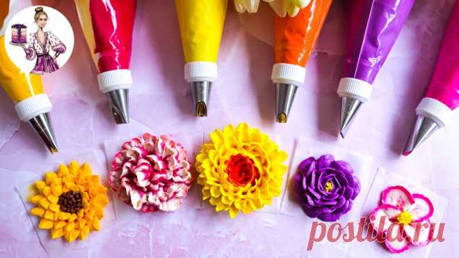 How to pipe 6 classic buttercream flowers | Piping tips & techniques for perfect cake decorating ▪️I hope you enjoy watching 