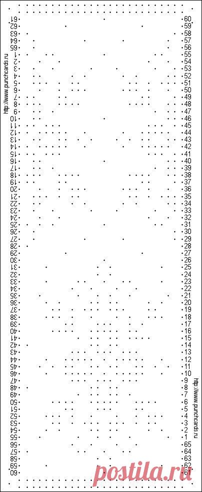 Просмотр рисунка перфокарты с раппортом 24 петли, пересчёт на две фонтуры, печать перфокарты