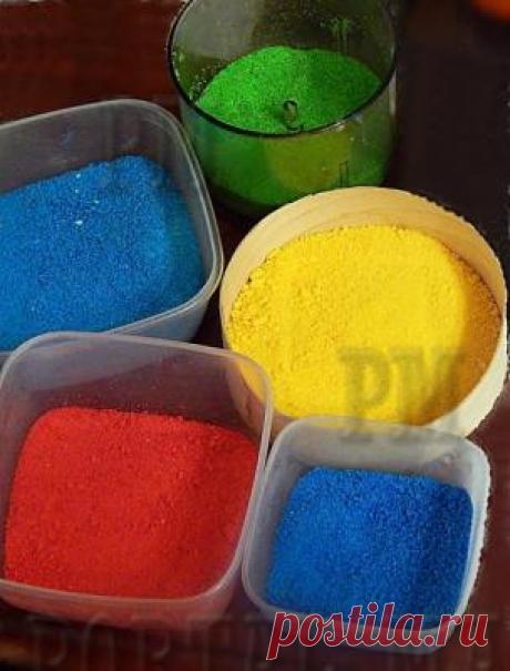 Цветной песок- как сделать цветной песок для детского творчества своими руками.