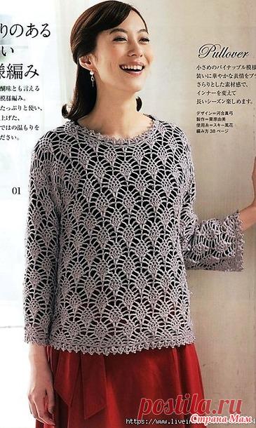 Ажурный джемпер ананасовым узором. Крючок. - ВЯЗАНАЯ МОДА+ ДЛЯ НЕМОДЕЛЬНЫХ ДАМ - Страна Мам