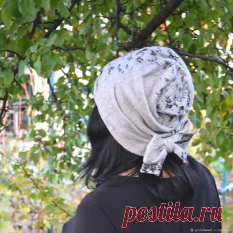 Купить Шапочка- бандана валяная из натуральной шерсти "Горлица" в интернет магазине на Ярмарке Мастеров