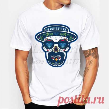 2019 novedosa camiseta de calavera breaking bad Heisenberg para hombre, camisetas divertidas de Harajuku, camisetas Hipster de cuello redondo-in Camisetas from Ropa de hombre on AliExpress