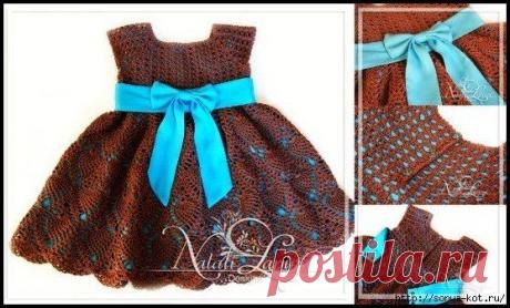 Очень красивое вязаное платье для маленькой девочки