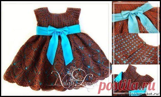 Очень красивое вязаное платье для маленькой девочки