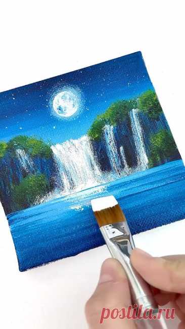 💙+🌕 #painting #acrylicpainting #relaxing #아크릴화