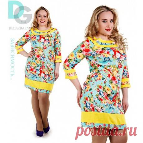 Платье Свидание бат.р.50.52.54.56.Ткань-Лён натуральный стрейчевый,приятный к телу, Цвет-джинс,т.синий,ментол окантовка желтая !!!