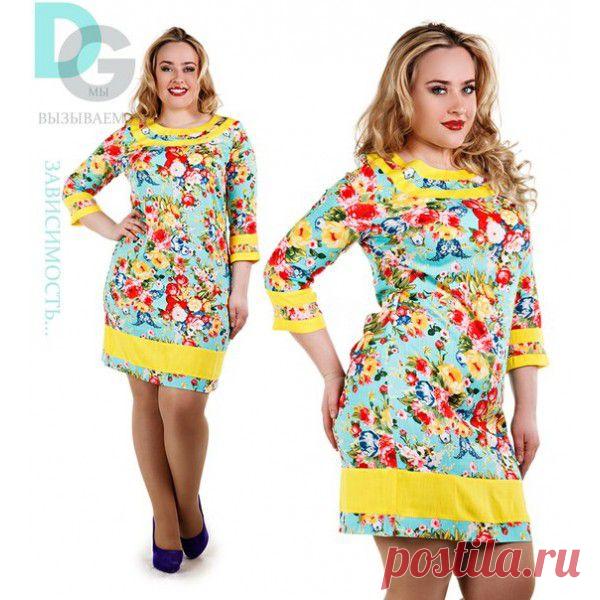 Платье Свидание бат.р.50.52.54.56.Ткань-Лён натуральный стрейчевый,приятный к телу, Цвет-джинс,т.синий,ментол окантовка желтая !!!