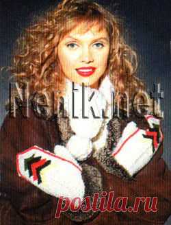 Варежки на двух спицах