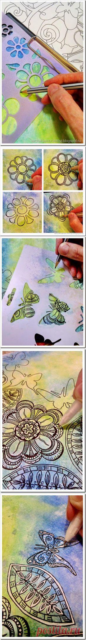 Ларчик самоцветный: Трафареты для рисования–мастер-класс. Часть 1.