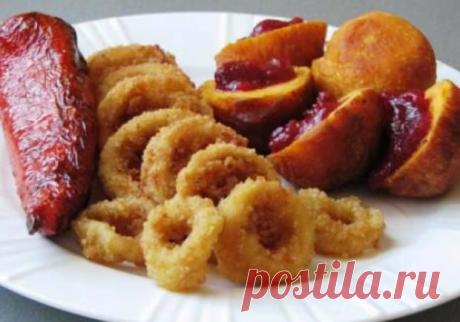 Пончики из тыквы с кальмаром в кляре | Лакомка