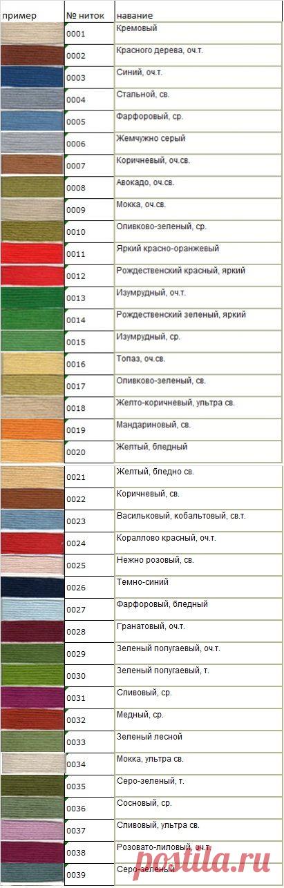 Карта цветов мулине Гамма |