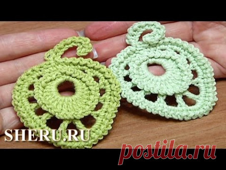 Crochet Leaf  Free Pattern Урок 14 Вязание крючком Листик выполненный круговыми рядами