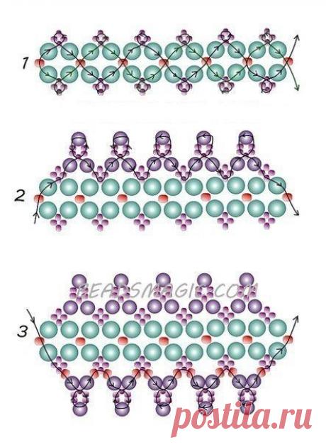 Ожерелья из бисера и бусин. Схемы плетения