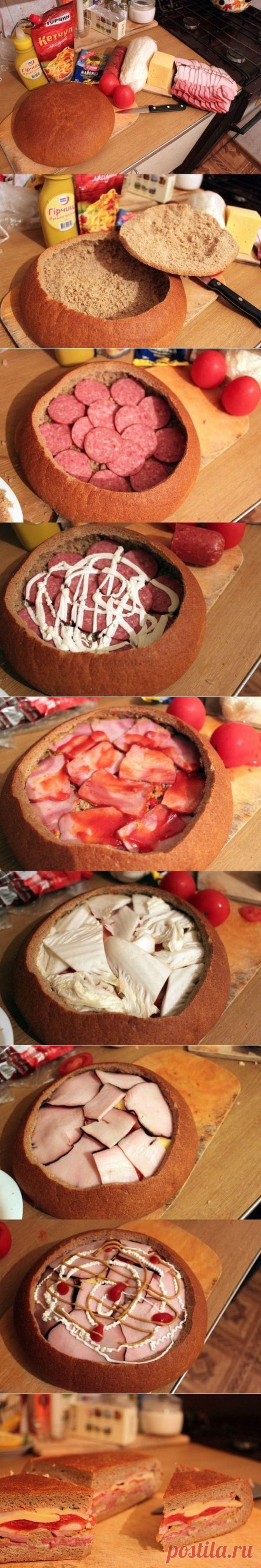 Бутерброд из буханки хлеба