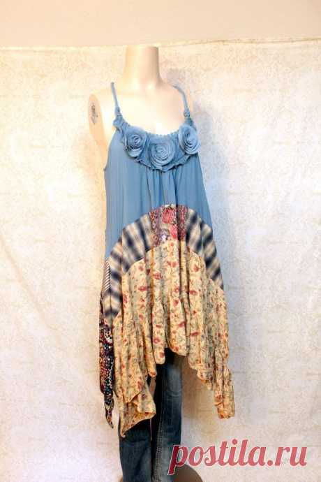 REVIVAL Women's Upcycled Boho Shirt Shabby Chic van REVIVAL op Etsy