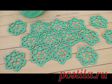 Цветочный МОТИВ  крючком СОЕДИНЕНИЕ мотивов в вязании МАСТЕР-КЛАСС Crochet lace motif patterns