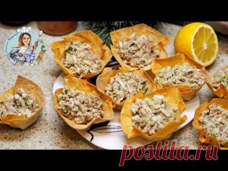 Вкуснейшая начинка для тарталеток. Закуска из тунца с огурцом и яйцами!
