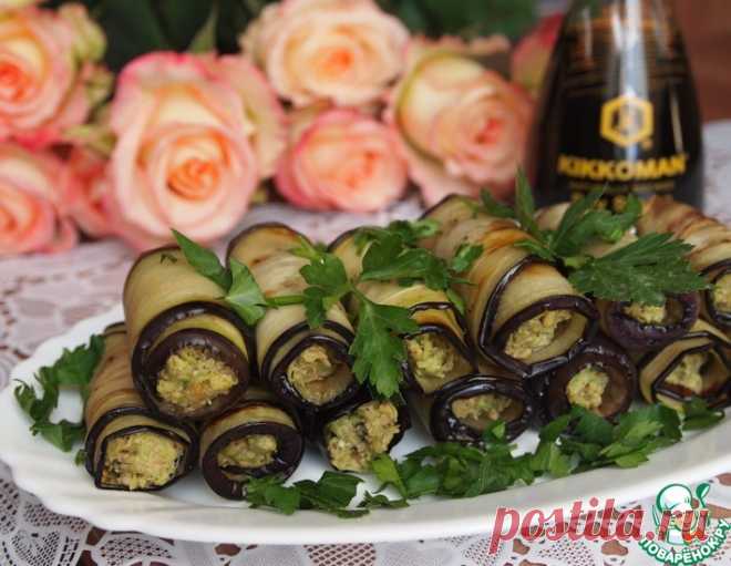 Баклажанные рулетики с авокадо и грецкими орехами – кулинарный рецепт