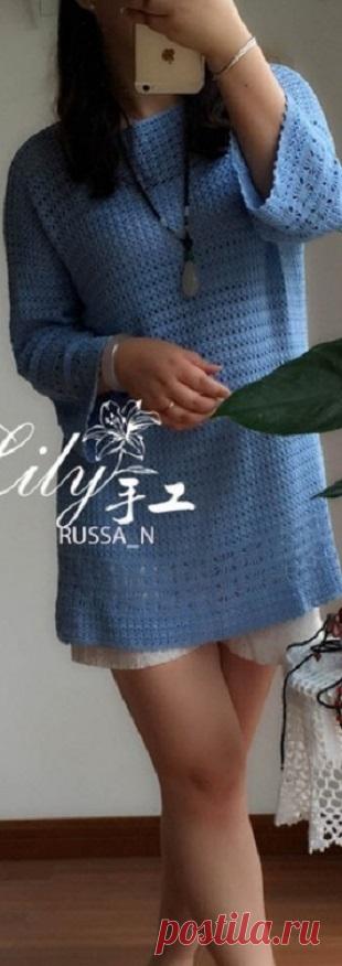 Сиреневая туника крючком