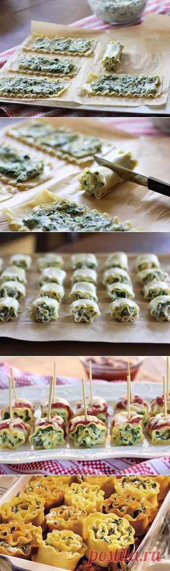Мини Шпинат Лазанья Roll-Ups рецепт - от столовой ложки!
