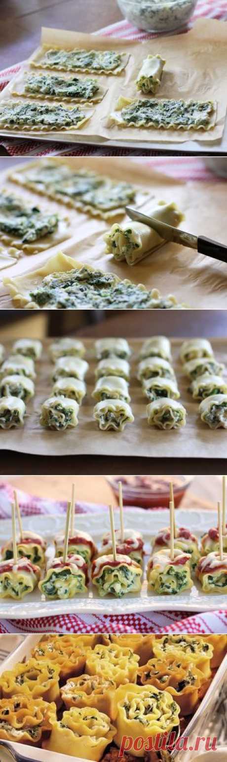 Мини Шпинат Лазанья Roll-Ups рецепт - от столовой ложки!