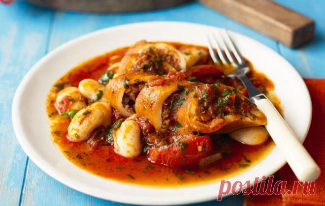 Кальмар, кальмары рецепты, фаршированные кальмары