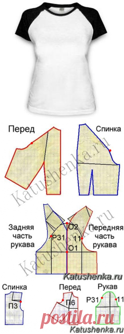 Выкройка рукава реглан. Построение выкройки рукава реглан классического типа макетным способом | Катюшенька Ру - мир шитья