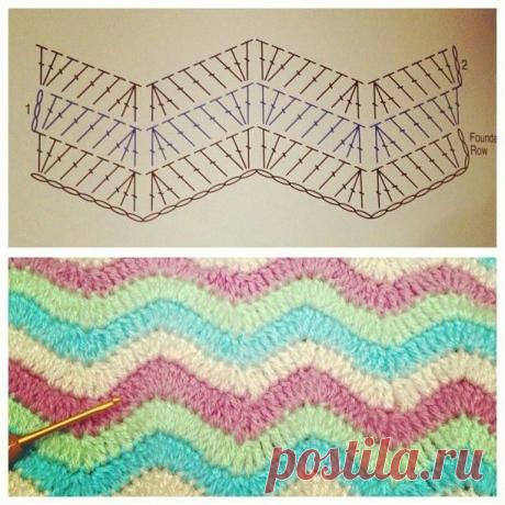 Простая схема для вязания зигзага