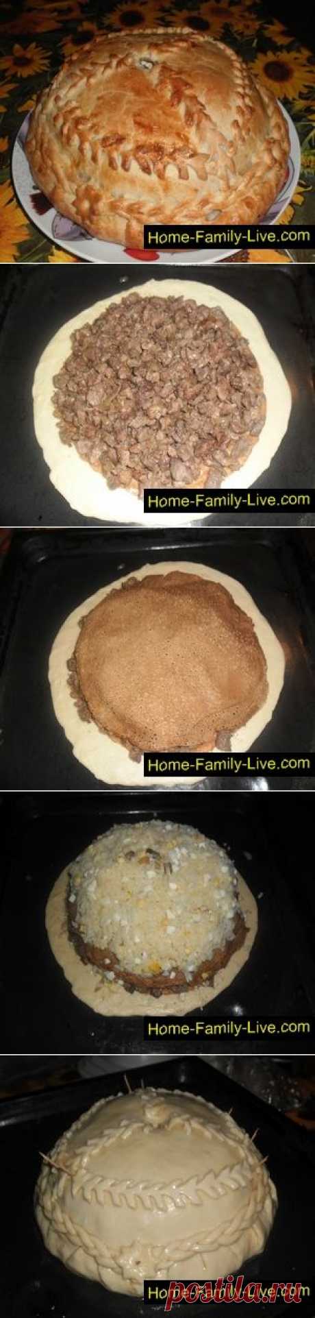 Курник - рецепт - сборный блинный пирог с курицей и грибКулинарные рецепты