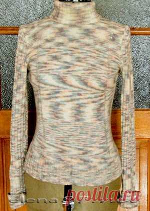 Тонкий свитер спицами Как связать водолазку Из какой пряжи Расчет петель Описание