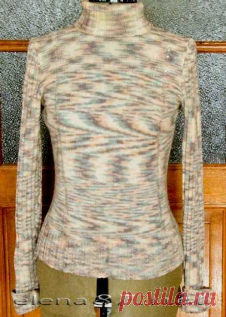 Тонкий свитер спицами Как связать водолазку Из какой пряжи Расчет петель Описание