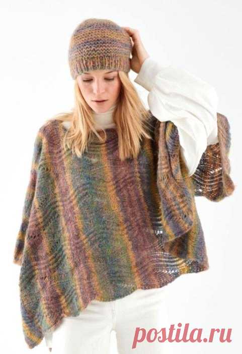 Как связать Пончо с ажурным узором спицами
