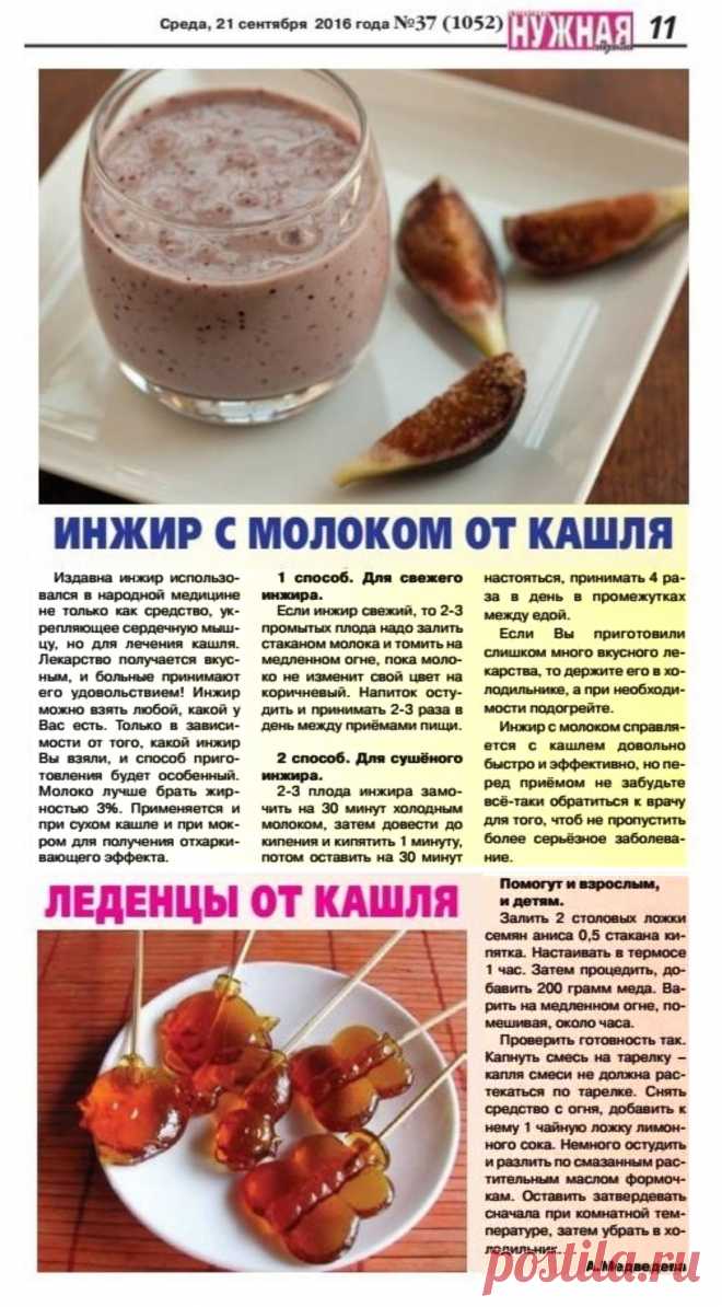 Инжир с молоком от кашля. Леденцы от кашля