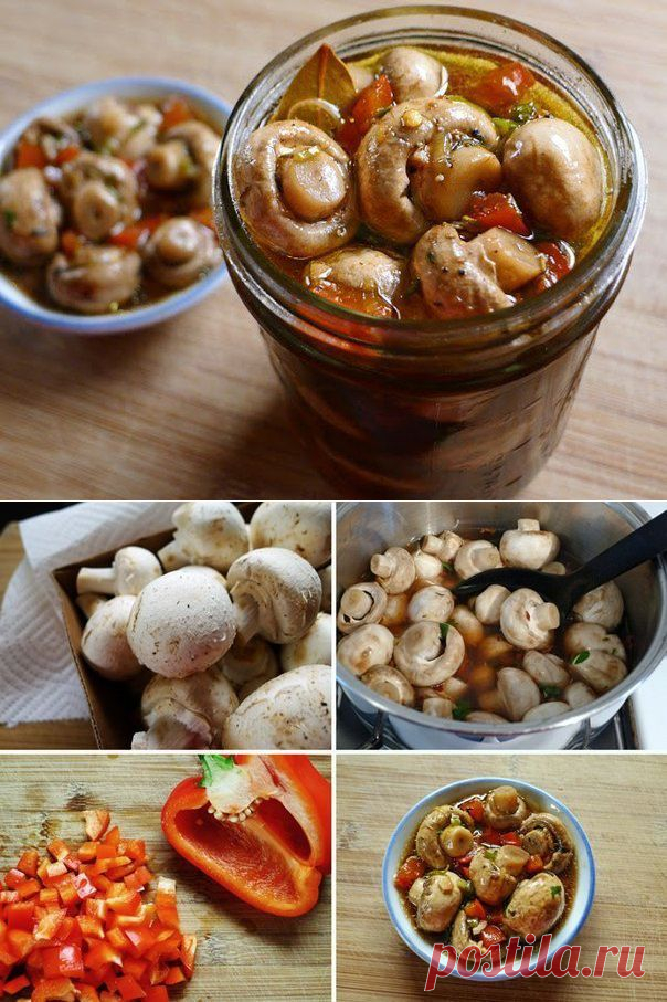 Быстрые маринованные шампиньоны | Банк кулинарных рецептов