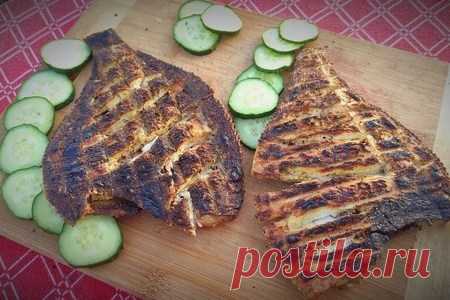 Камбала на мангале - пошаговый рецепт с фото