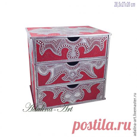 Купить ДОРОТЕЯ мини-комод Точечная роспись - шкатулка, шкатулка для украшений, шкатулка деревянная