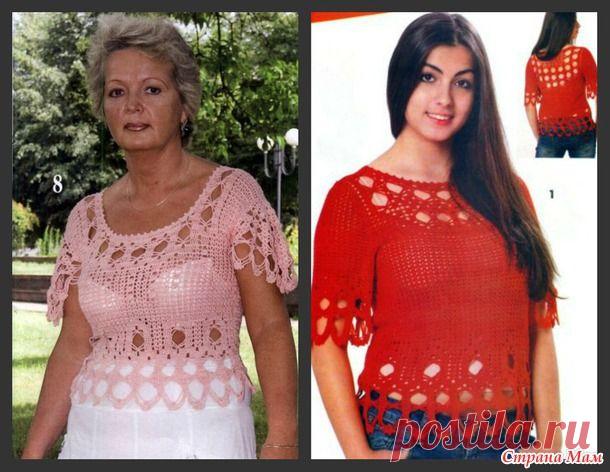 Мангомания -топики с эффектными ажурными вставками - ВЯЗАНАЯ МОДА+ ДЛЯ НЕМОДЕЛЬНЫХ ДАМ - Страна Мам
