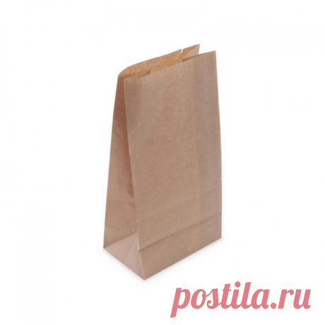 Купить пакет с прямоугольным дном 12х24х8 см, крафт, 70 г/м2, «коричневый» оптом дешево в Москве.