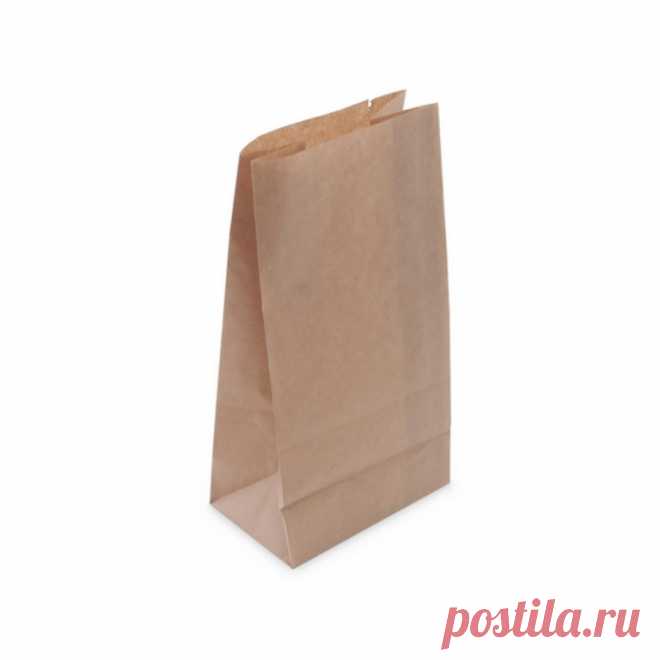 Купить пакет с прямоугольным дном 12х24х8 см, крафт, 70 г/м2, «коричневый» оптом дешево в Москве.