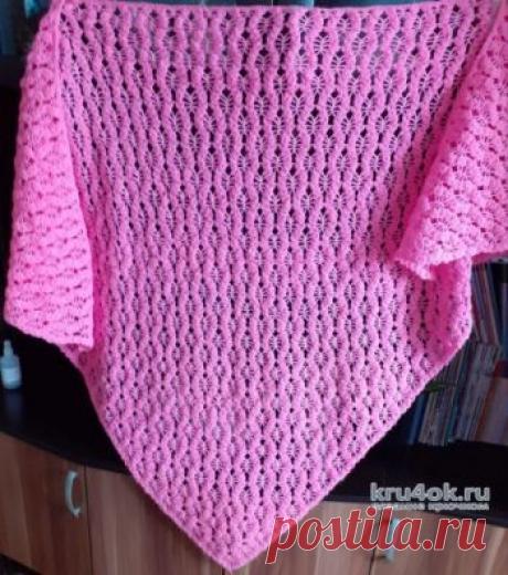 Женская шаль, связанная крючком. Работа Альбины Ваниной Добрый день! Вот и закончила свой долговяз. Начала еще в прошлом году, но все время откладывала и наконец довязала. Увидела эту шаль в инете, мне очень