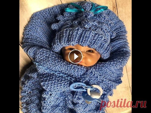 9 . Goldfaden Мастер класс Конверт Кокон для новорожденных Вязание Вот такой комплект получился у меня по картинке из интернета )). Если вам нравится , то смотрите мой мастер класс, подписывайтесь на мой канал и вяжит...
