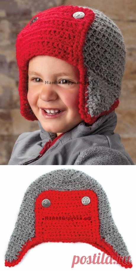 Детская шапка бомбардировщика вязаная крючком (child bomber hat crochet) | Мамины-ручки.рф