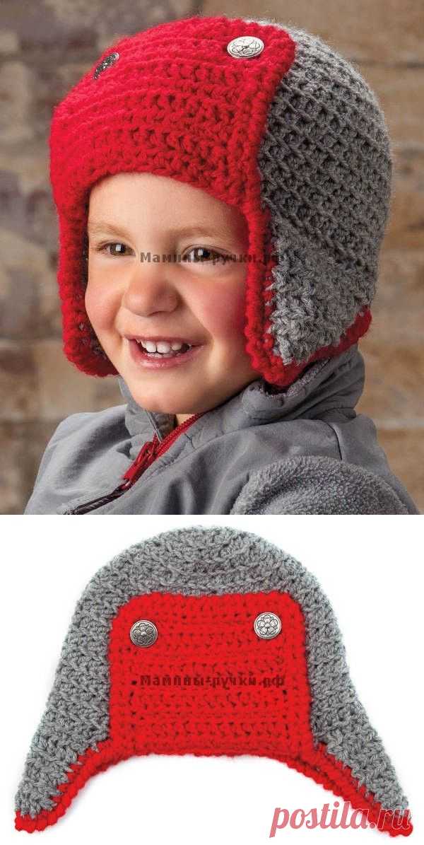 Детская шапка бомбардировщика вязаная крючком (child bomber hat crochet) | Мамины-ручки.рф
