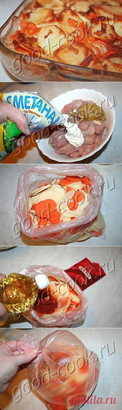 Хорошая кухня - картофель запеченный с курицей и беконом. Кулинарная книга рецептов. Салаты, выпечка.