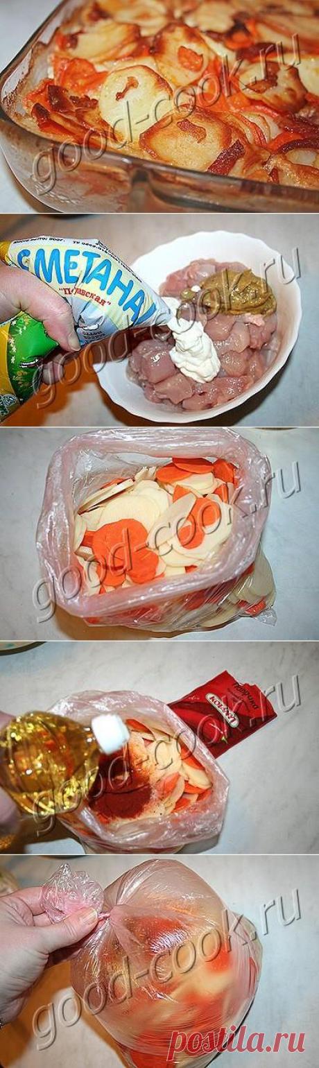 Хорошая кухня - картофель запеченный с курицей и беконом. Кулинарная книга рецептов. Салаты, выпечка.