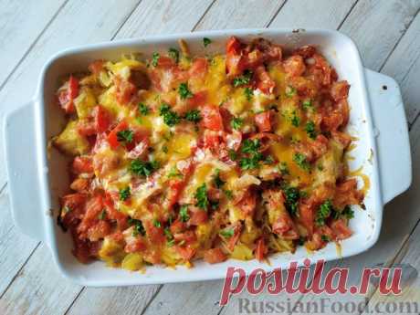 Рецепт: Запеканка из макарон с курицей и помидорами на RussianFood.com