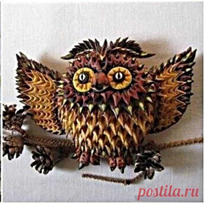 Сова из солёного теста