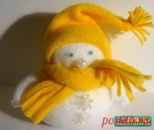 Ёлочные игрушки своими руками. Снеговик. Мастер класс