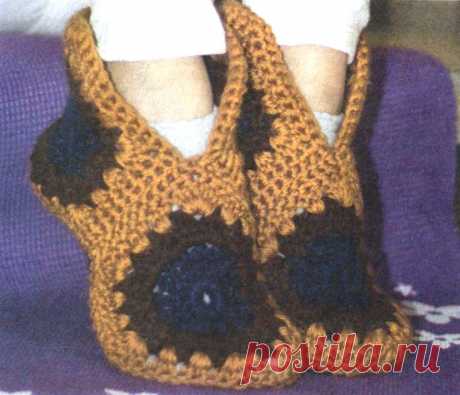 Теплые носочки - вяжем крючком ~ Warm socks - knit crochet