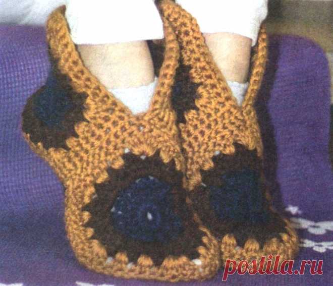 Теплые носочки - вяжем крючком ~ Warm socks - knit crochet